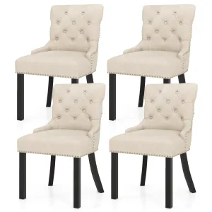 Gianex Upholstered Dining Chairs Set, Wood Wingback Accent Chairs w/Rubber Wood Legs & Nailhead Button Tufted Back set of dining chairs, wooden chairs