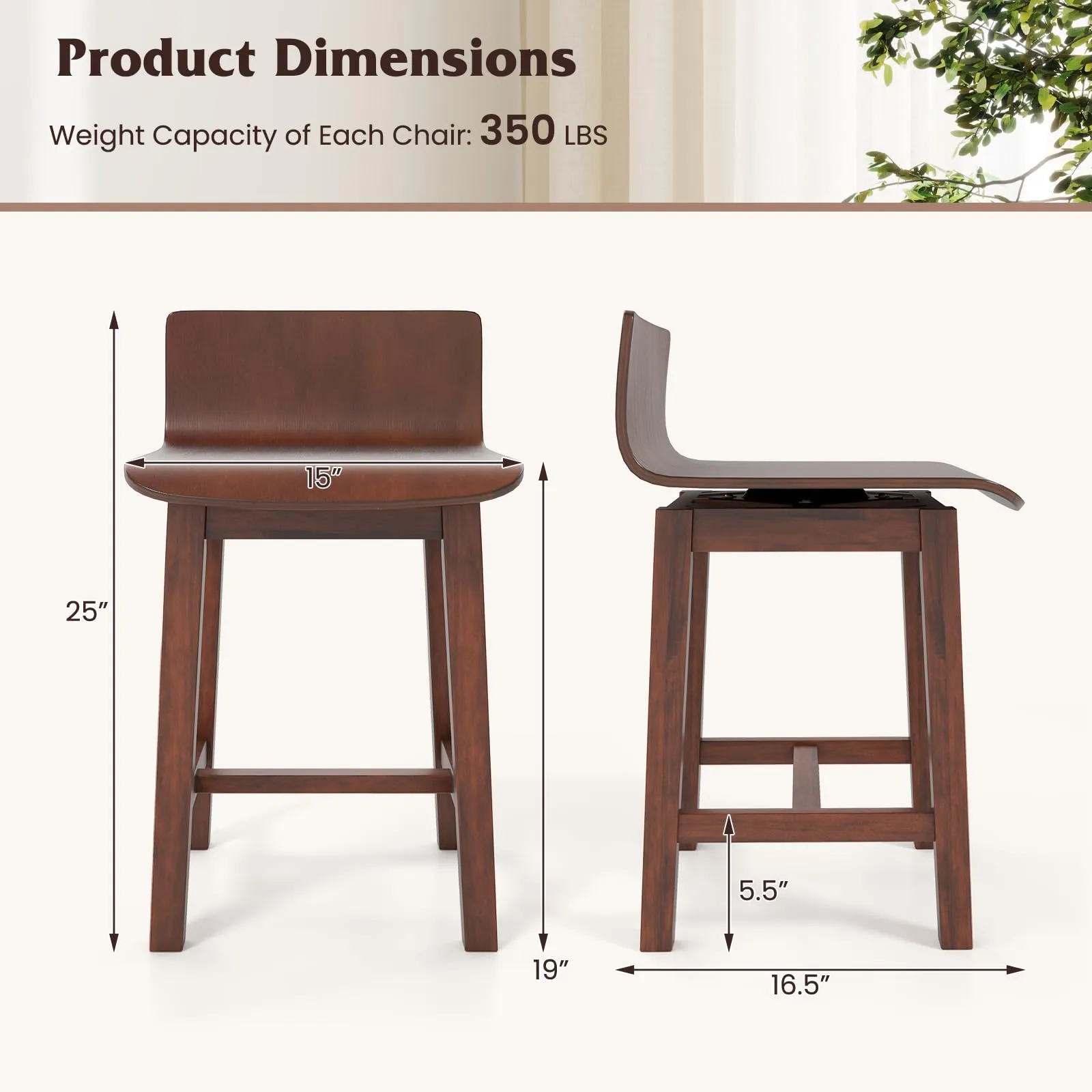 Giantex 19" Swivel Dining Chairs Set of 2/4