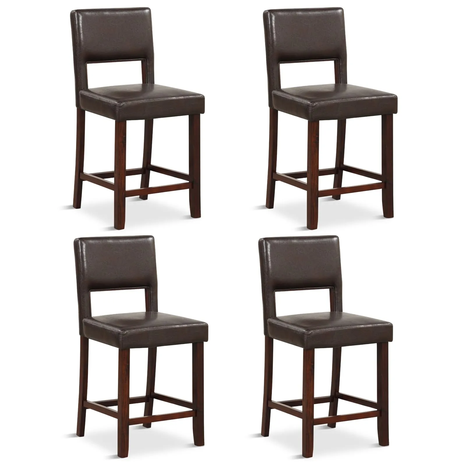 Giantex 2 or 4-Piece Bar Chair Set - Linen Counter Height Bar Stool Set with Hollowed Back & Rubber Wood Legs kitchen barstool, adjustable bar stool