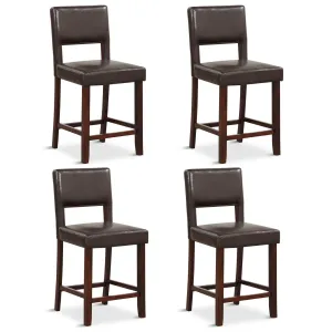 Giantex 2 or 4-Piece Bar Chair Set - Linen Counter Height Bar Stool Set with Hollowed Back & Rubber Wood Legs kitchen barstool, adjustable bar stool
