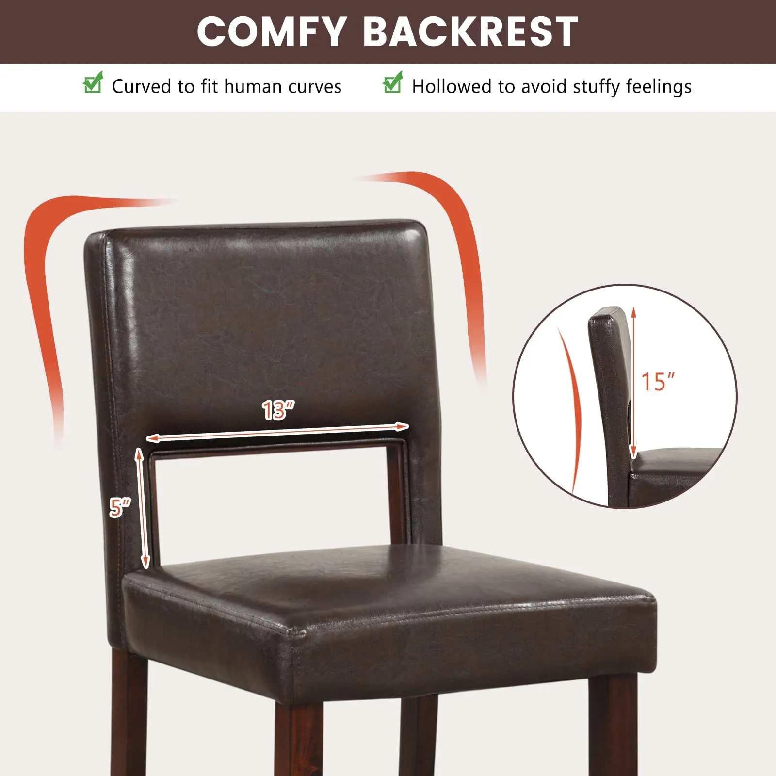 Giantex 2 or 4-Piece Bar Chair Set - Linen Counter Height Bar Stool Set with Hollowed Back & Rubber Wood Legs