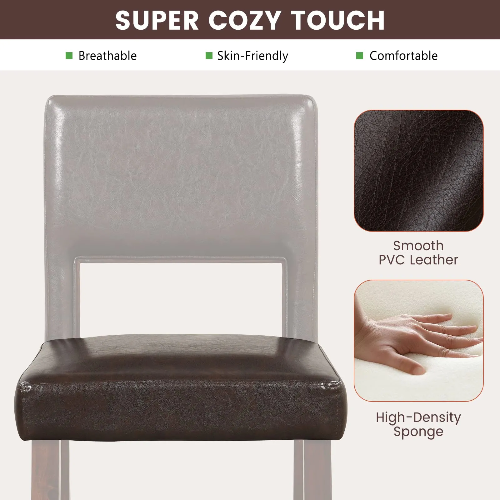 Giantex 2 or 4-Piece Bar Chair Set - Linen Counter Height Bar Stool Set with Hollowed Back & Rubber Wood Legs