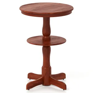 Giantex 2 Tier Tall Round Dining Table with Pedestal Base farmhouse dining table, extendable dining table