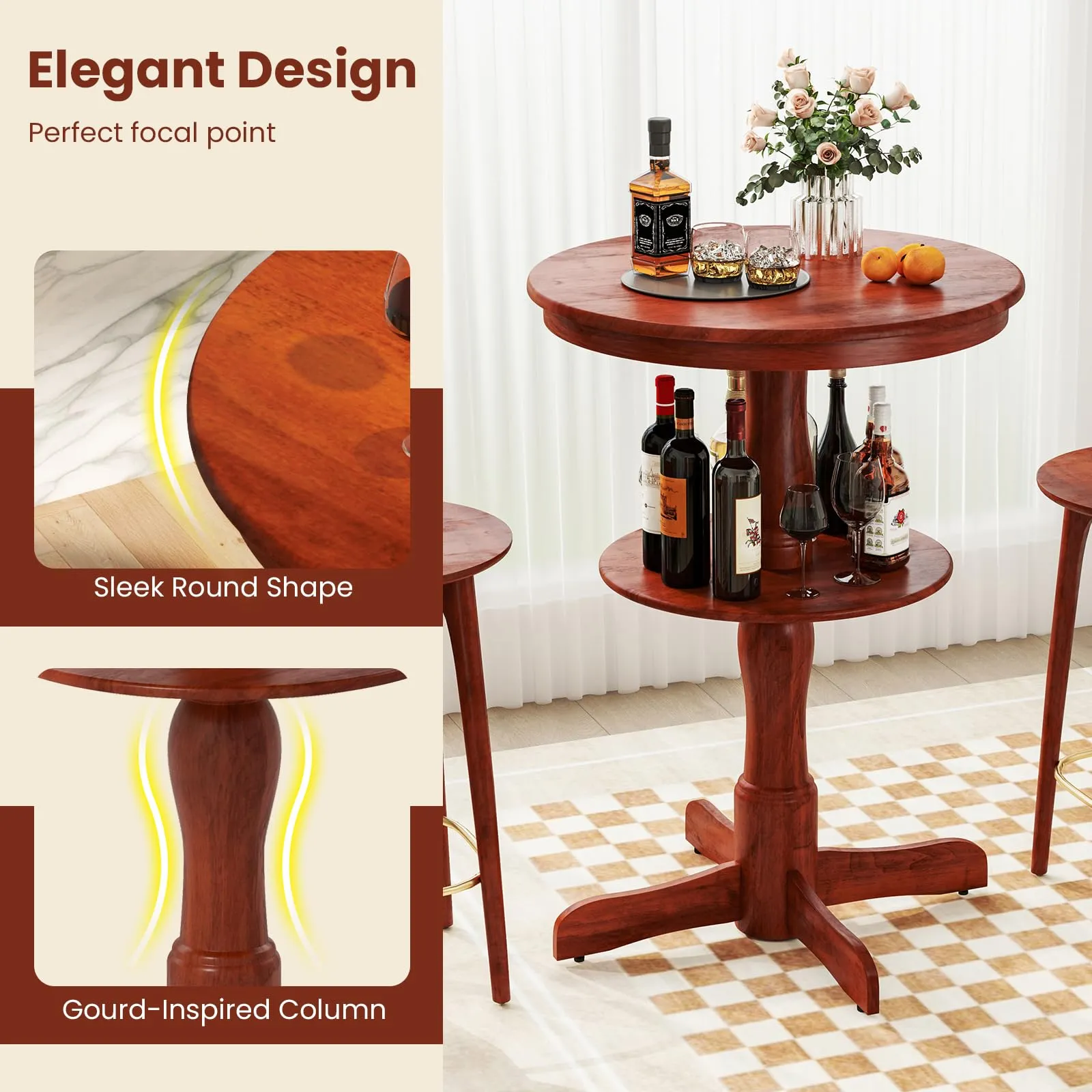 Giantex 2 Tier Tall Round Dining Table with Pedestal Base