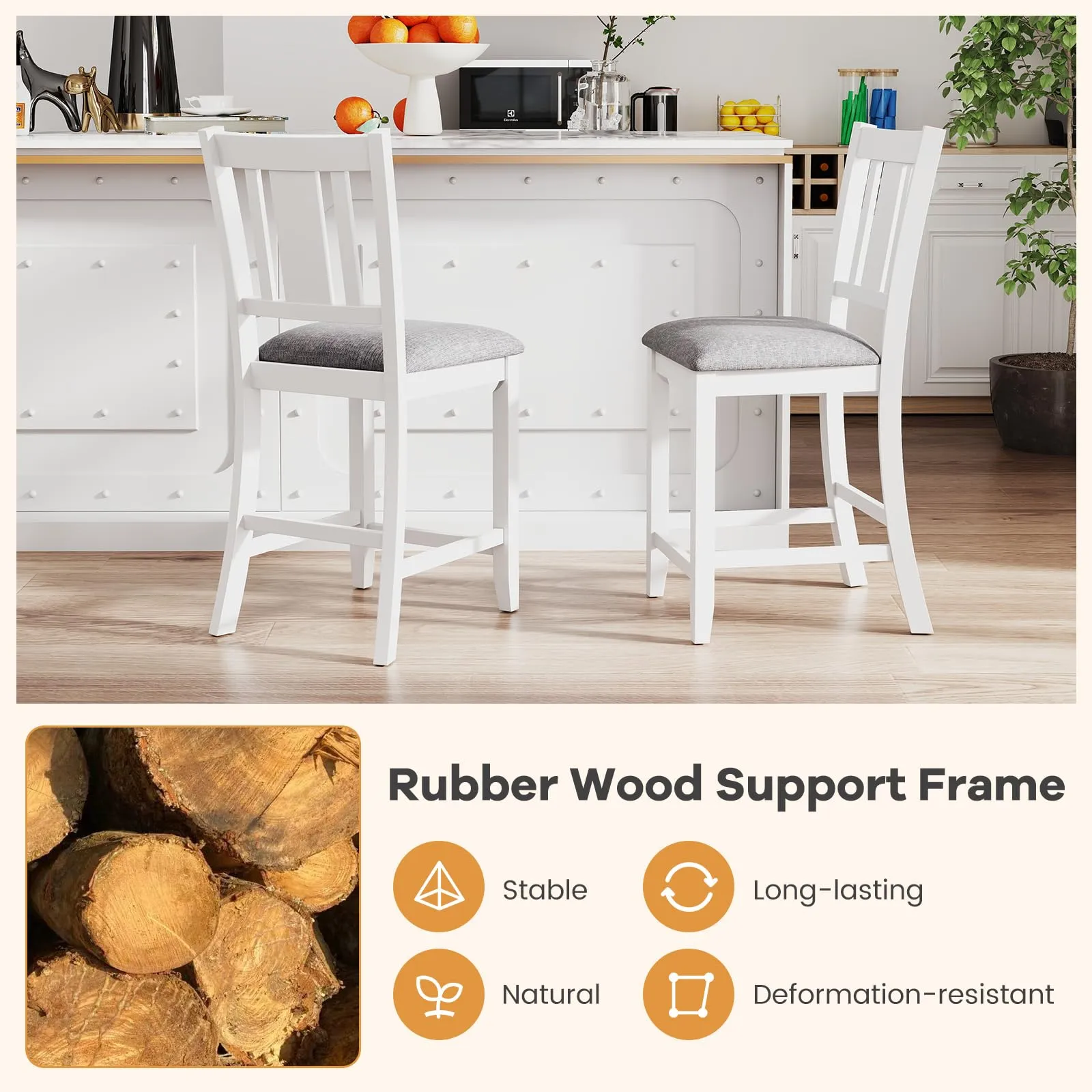 Giantex 24 Inch Modern Counter Height Stools with Footrest