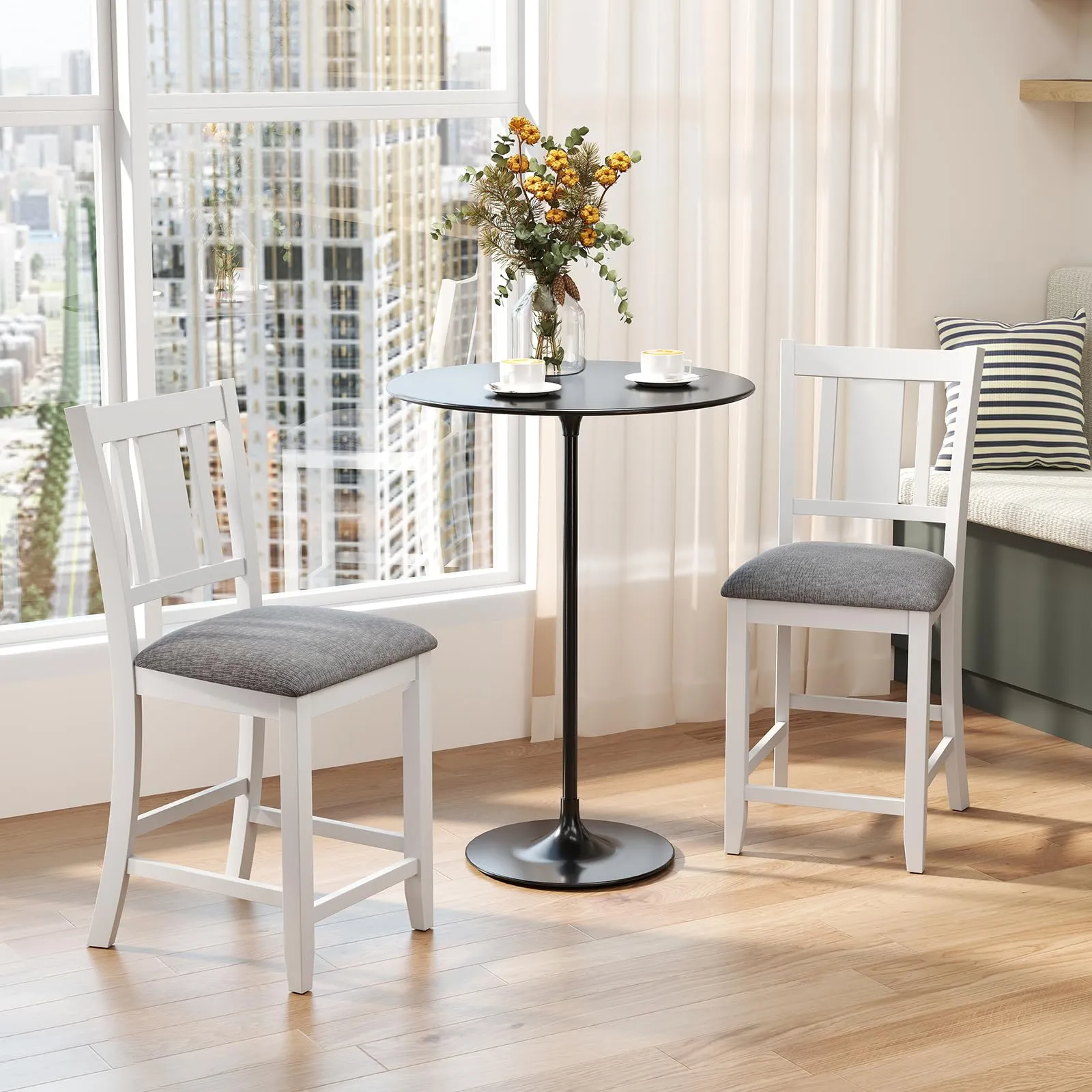 Giantex 24 Inch Modern Counter Height Stools with Footrest
