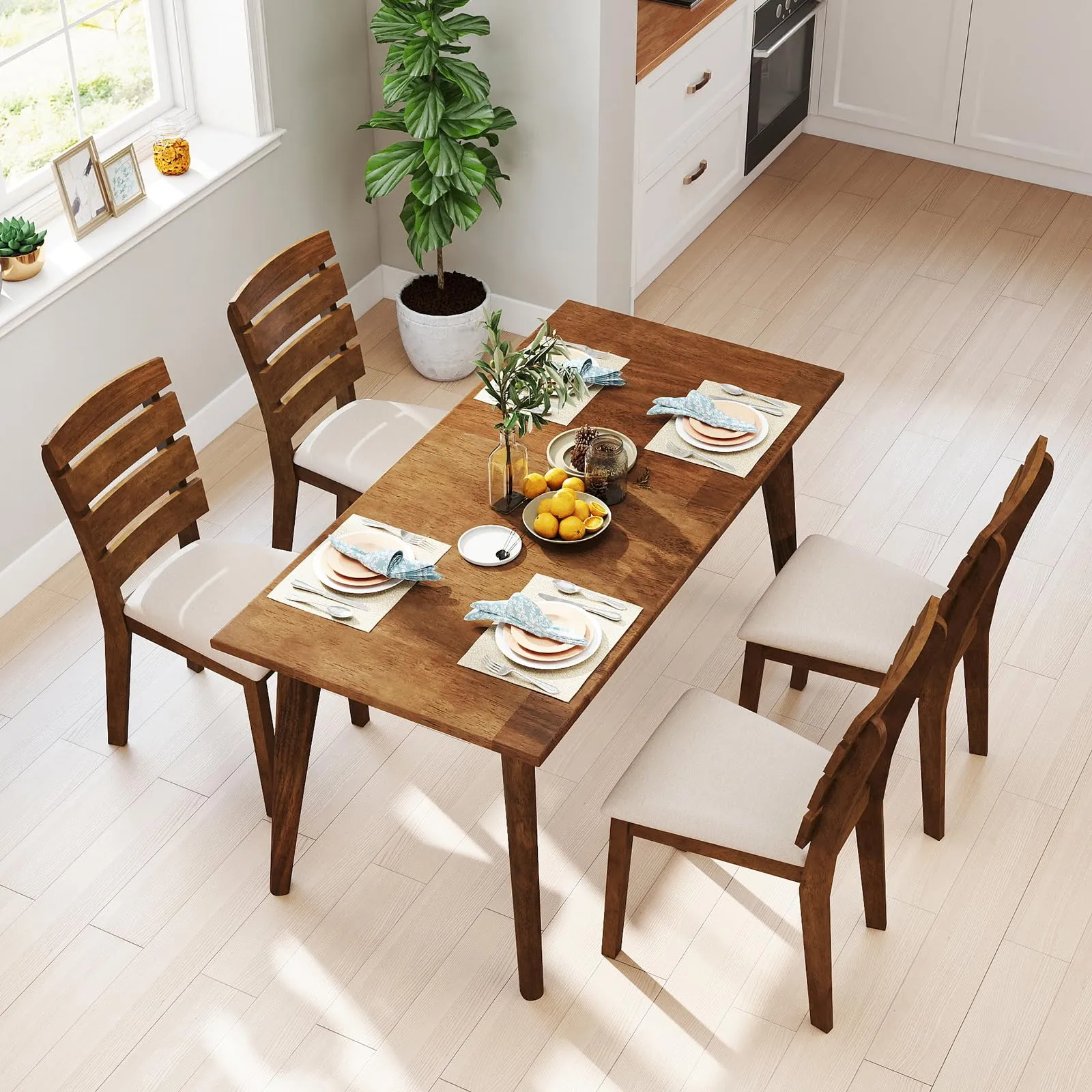 Giantex  2/4 Wooden Dining Chairs Set