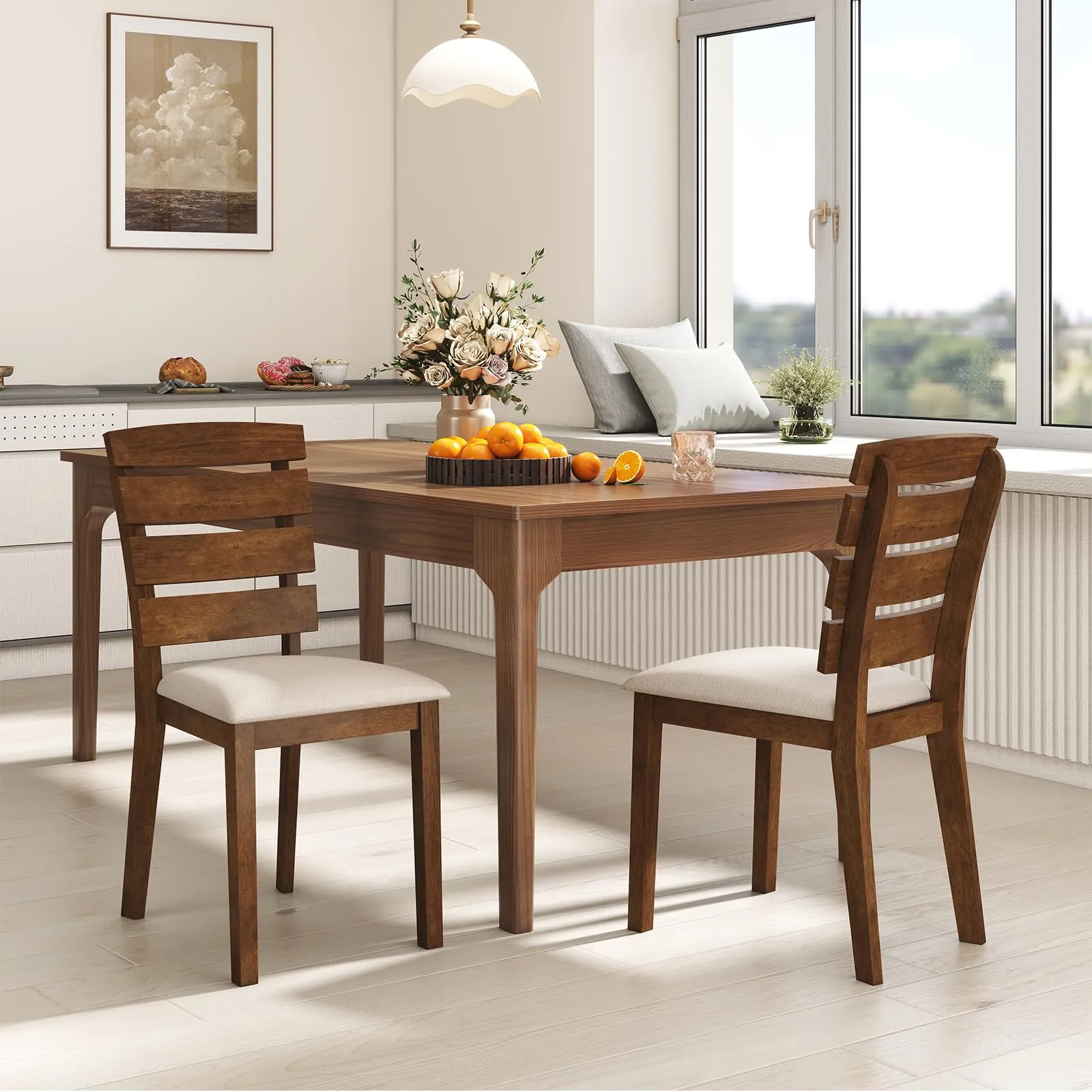 Giantex  2/4 Wooden Dining Chairs Set