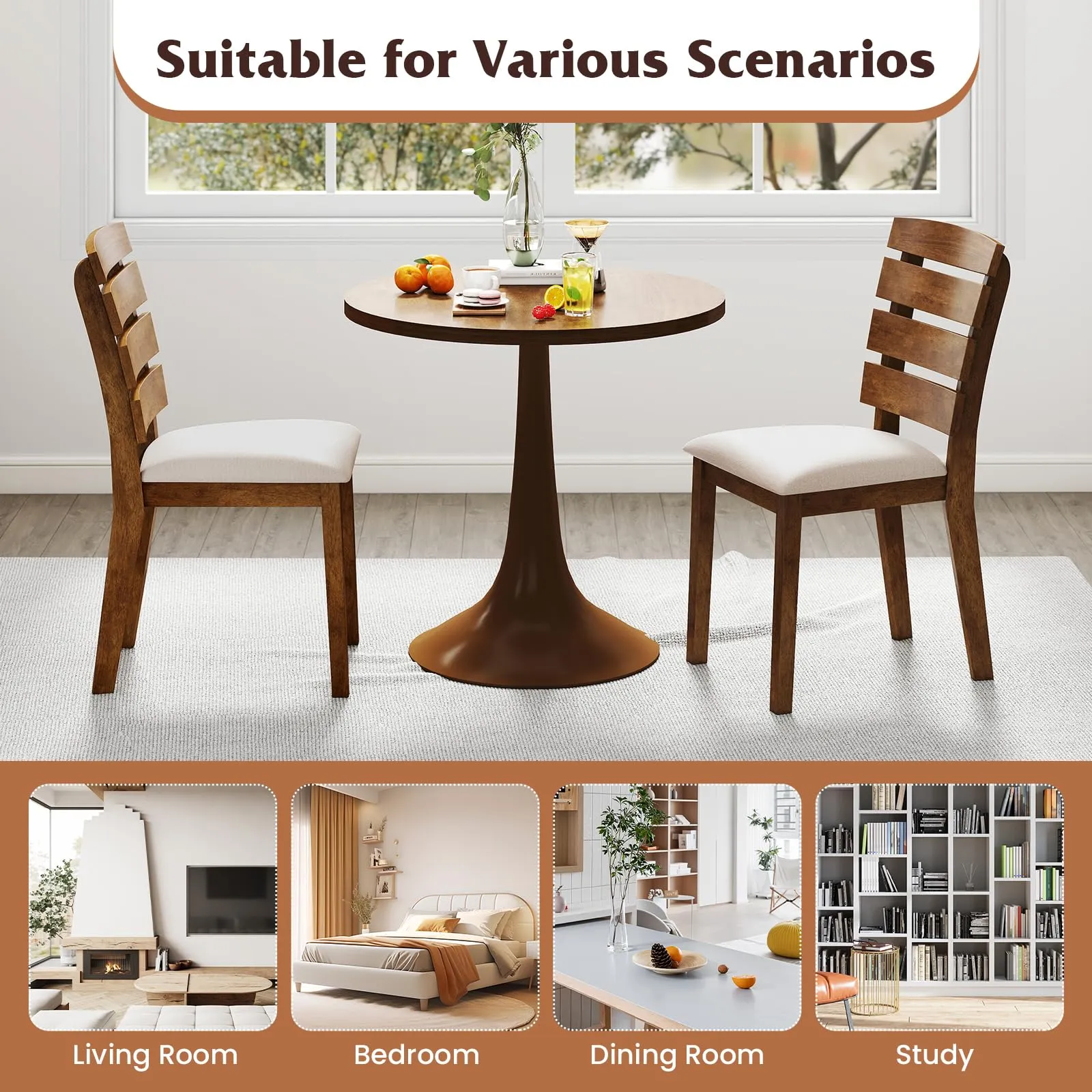 Giantex  2/4 Wooden Dining Chairs Set