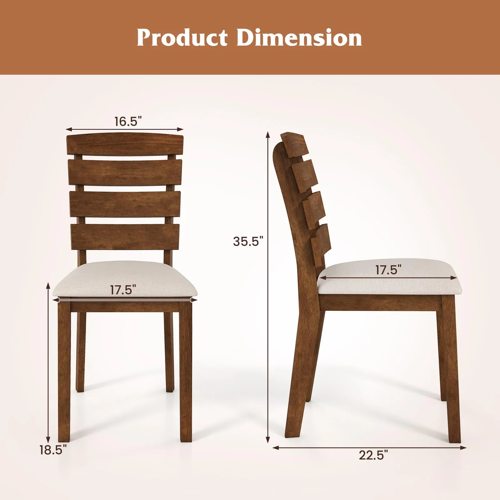 Giantex  2/4 Wooden Dining Chairs Set