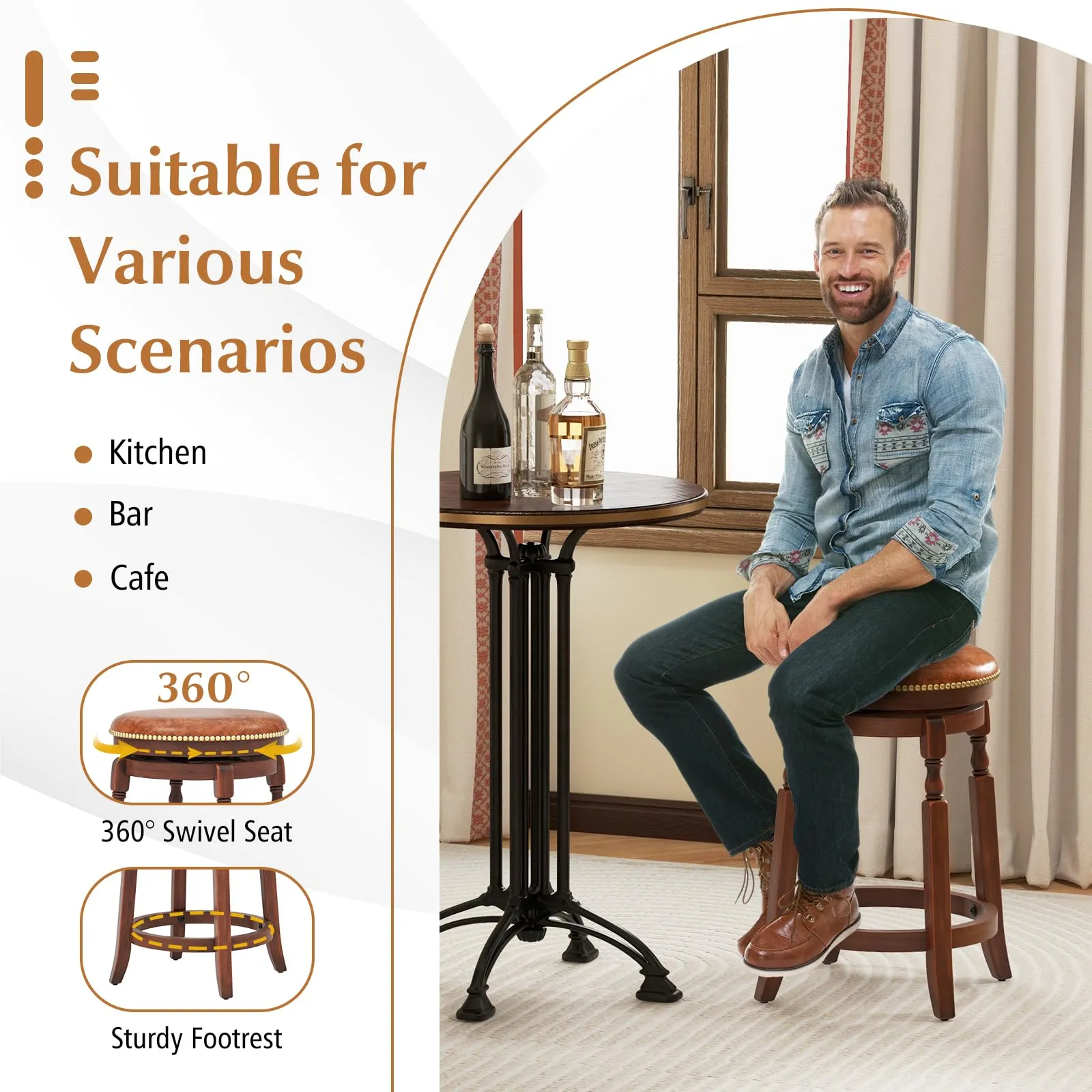 Giantex 24" /29.5" Swivel Bar Stools