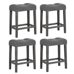 Giantex 24" Bar Stools, Backless Counter Height Saddle Bar Stools w/Padded Seat, Solid Rubber Wood Legs kitchen barstool, adjustable bar stool