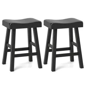 Giantex 24" Bar Stools Set, Counter Height Saddle Bar Stools w/Footrests, Acacia Wood Seats, Rubber Wood Crossbars kitchen barstool, adjustable bar stool