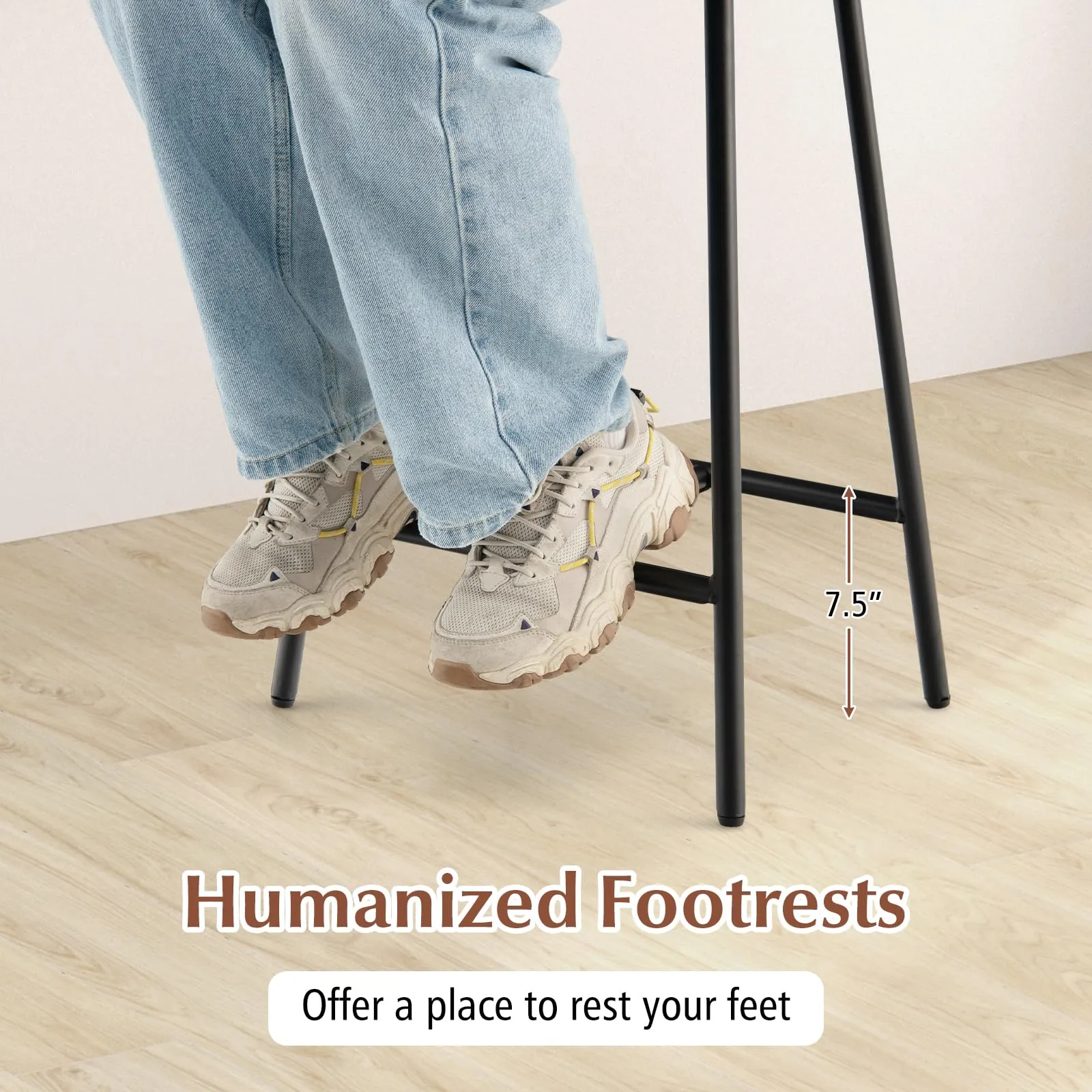Giantex 24" Bar Stools Set of 2, Counter Height Bar Stools with Footrests, Solid Metal Legs