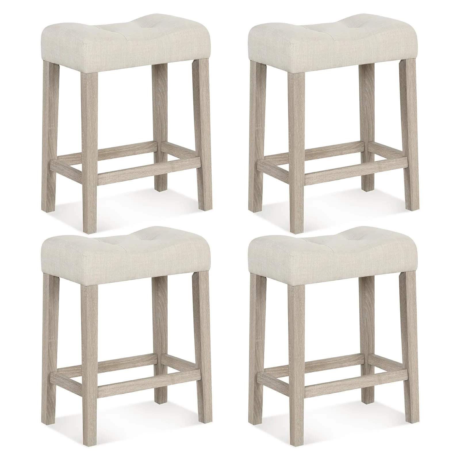 Giantex 24" Bar Stools Set of 4, Upholstered Counter Height Saddle Bar Stools kitchen barstool, adjustable bar stool