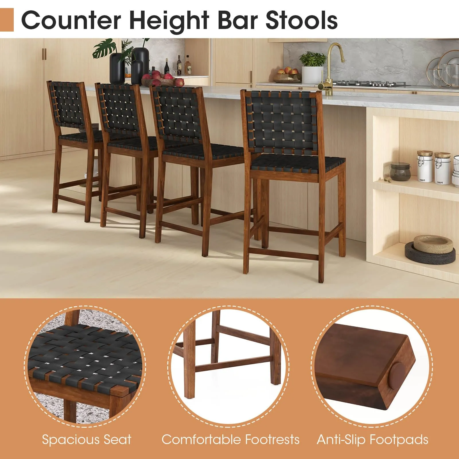 Giantex 24" Counter Height Bar Stools Set of 2