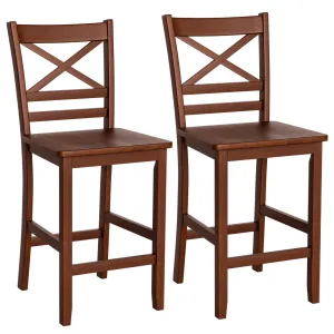 Giantex 25'' Antique Kitchen Counter Height Chairs with Wooden X-Shaped Backrest & Rubber Wood Legs set of dining chairs, wooden chairs