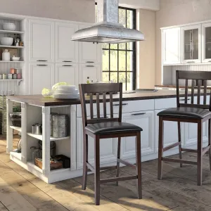 Giantex 25 Counter Height Pub Chairs with Rubber Wood Legs, Armless Bar Chairs with Elastic Cushion & PU Cover for Kitchen kitchen barstool, adjustable bar stool