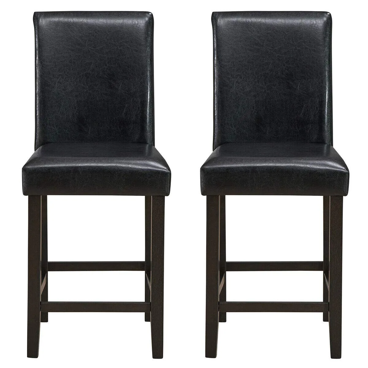 Giantex 25 inch Wooden Vintage Bar Chairs, Counter Stools w/ Upholstered Foam Cushion & Solid Rubber Wood Legs kitchen barstool, adjustable bar stool