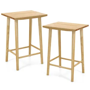 Giantex 25.5" Wooden Bar Stools Set of 2/4, Farmhouse Backless Counter Height Bar Stools with Footrest kitchen barstool, adjustable bar stool