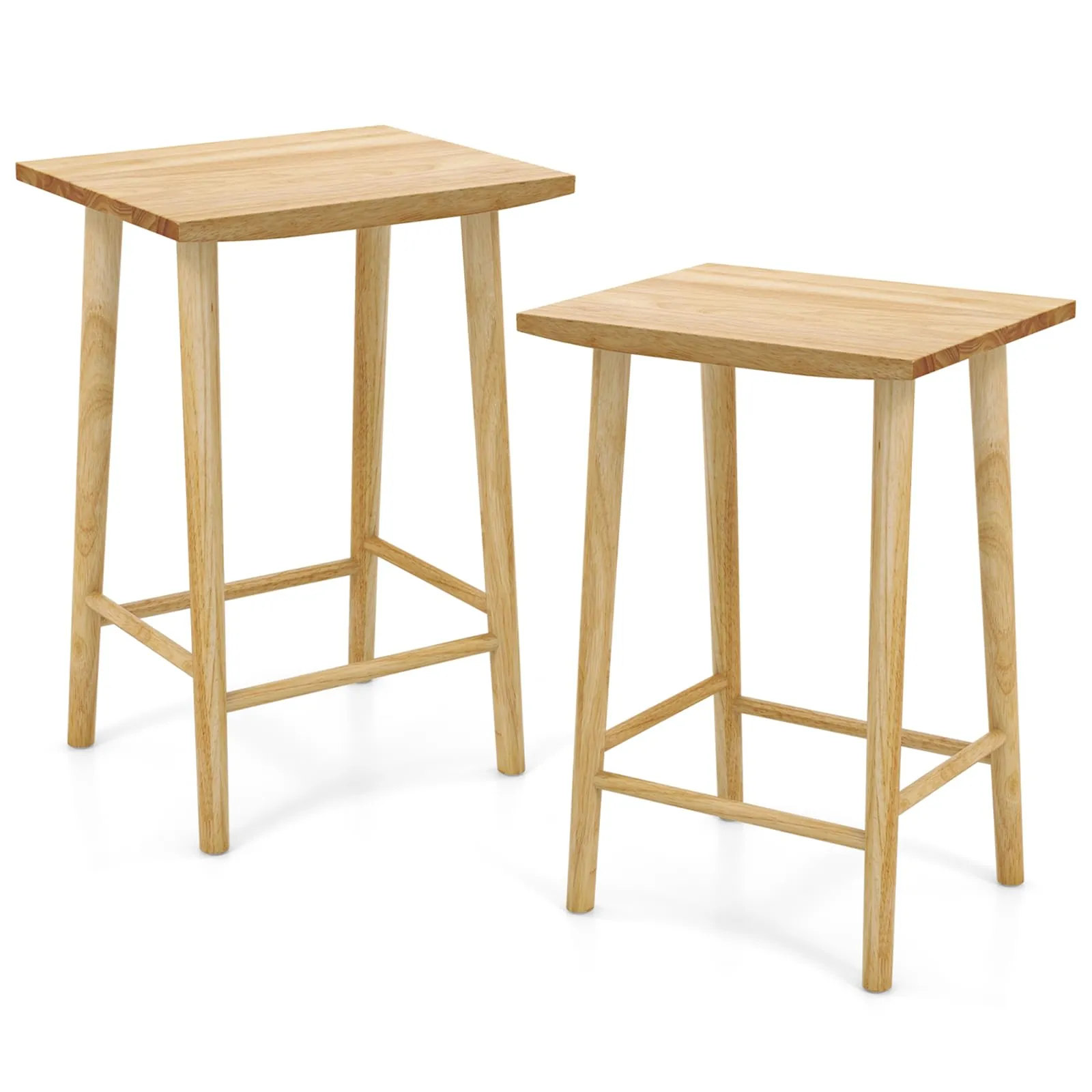 Giantex 25.5" Wooden Bar Stools Set of 2/4, Farmhouse Backless Counter Height Bar Stools with Footrest kitchen barstool, adjustable bar stool