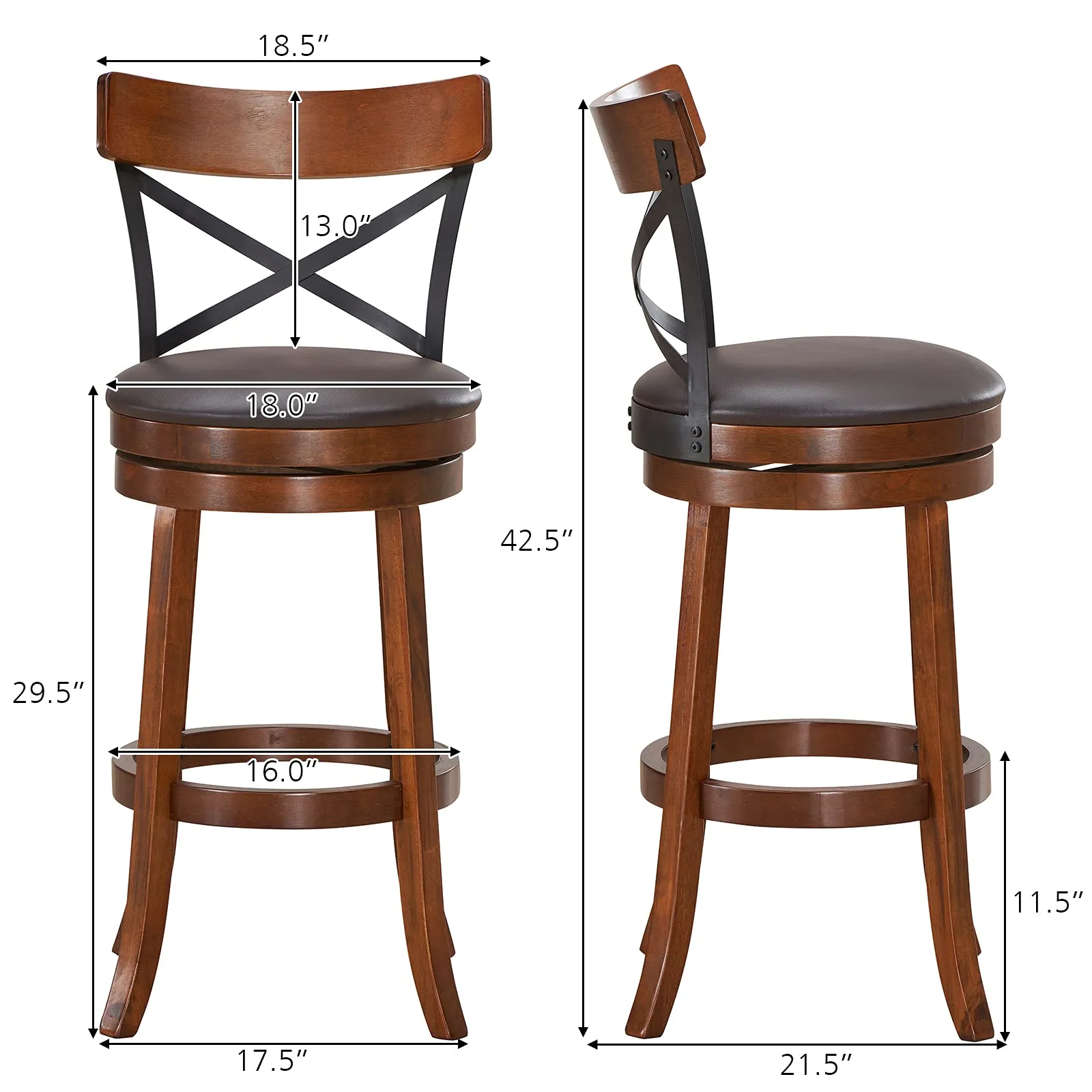 Giantex 25Height Kitchen Counter Bar Stools for Kitchen Island, Pub, and Restaurant