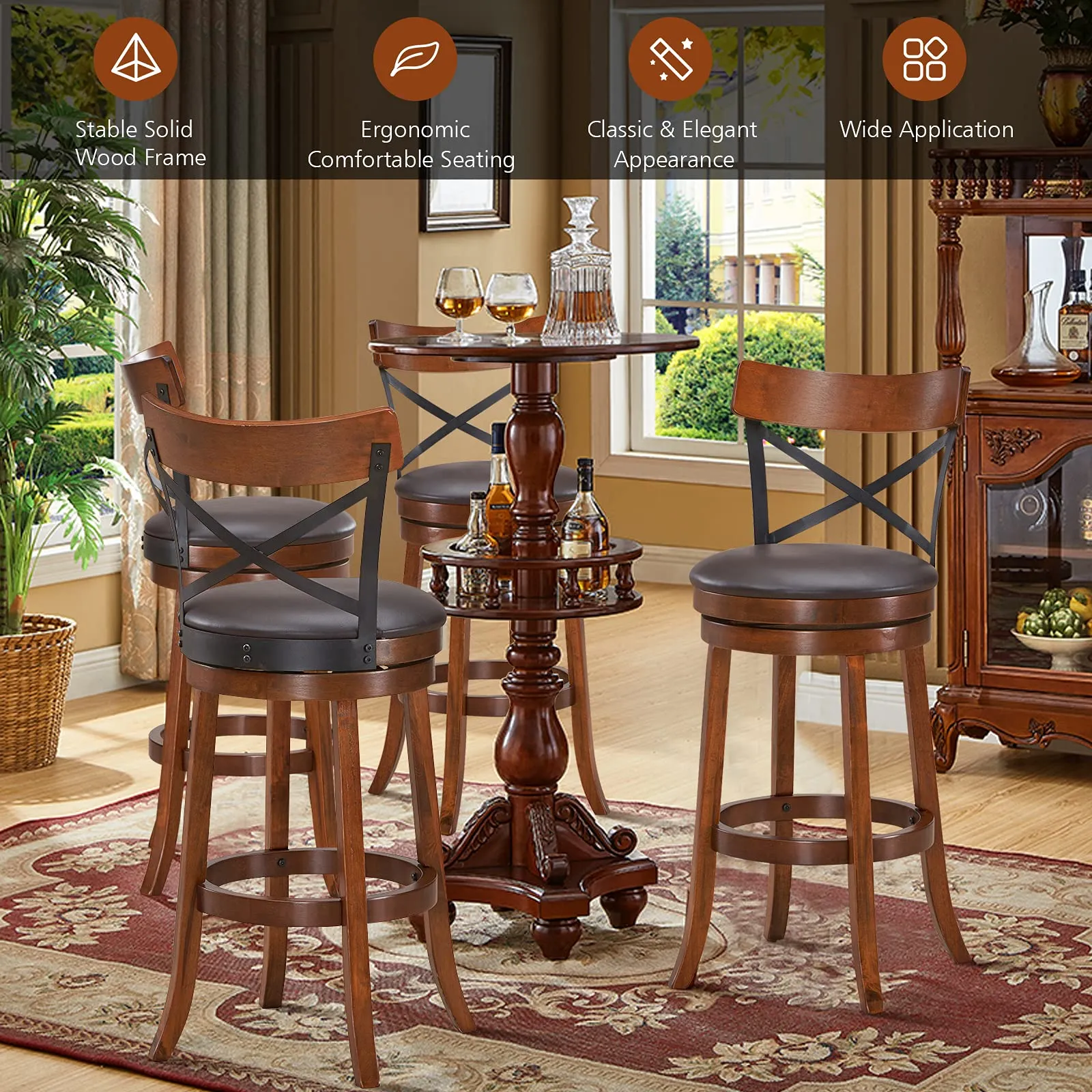 Giantex 25Height Kitchen Counter Bar Stools for Kitchen Island, Pub, and Restaurant