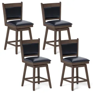 Giantex 25" Bar Stools Set, Upholstered Swivel Bar Chairs with Ergonomic Back kitchen barstool, adjustable bar stool