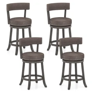 Giantex 26" Bar Stools Set, Swivel Counter Height Bar Chairs with Footrest, Rubber Wood Frame kitchen barstool, adjustable bar stool