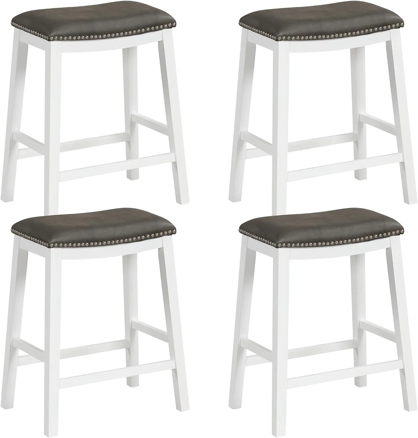 Giantex 26" Counter Height Bar Stools Set of 2, Faux PVC Leather Farmhouse Barstools w/Padded Seat