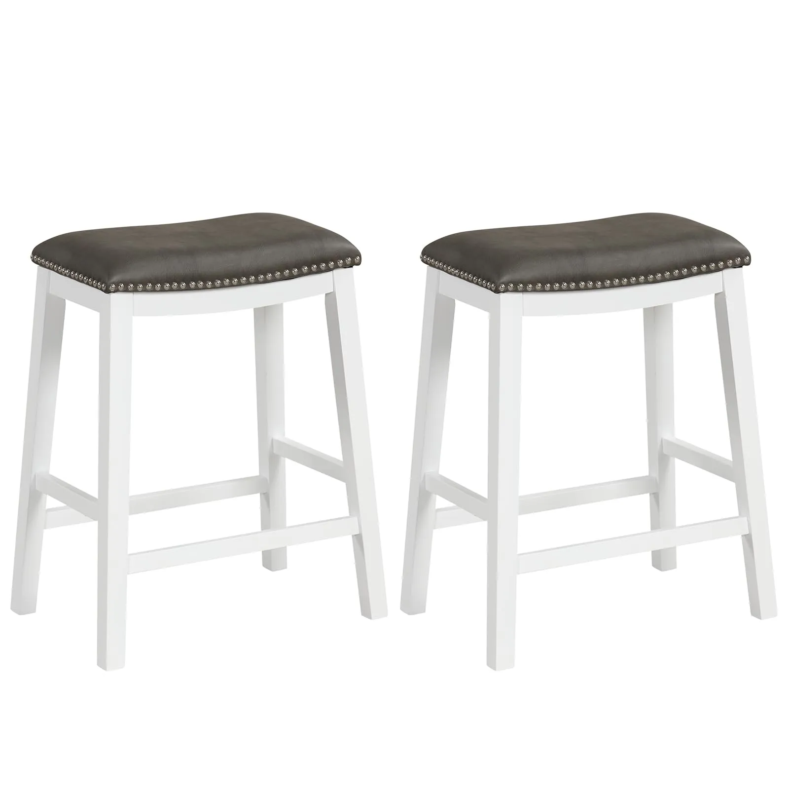 Giantex 26" Counter Height Bar Stools Set of 2, Faux PVC Leather Farmhouse Barstools w/Padded Seat kitchen barstool, adjustable bar stool