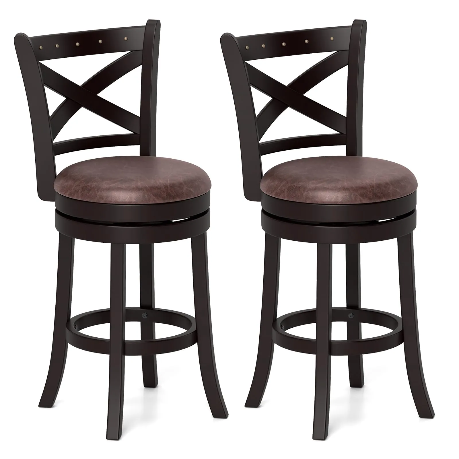 Giantex 26" Swivel Bar Stools with Backs & Upholstered Faux Leather Seat kitchen barstool, adjustable bar stool