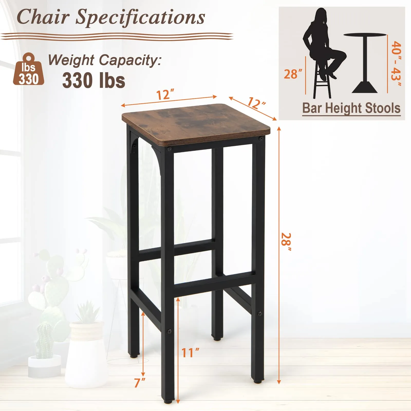 Giantex 28" Counter Height Bar Stools Set of 4