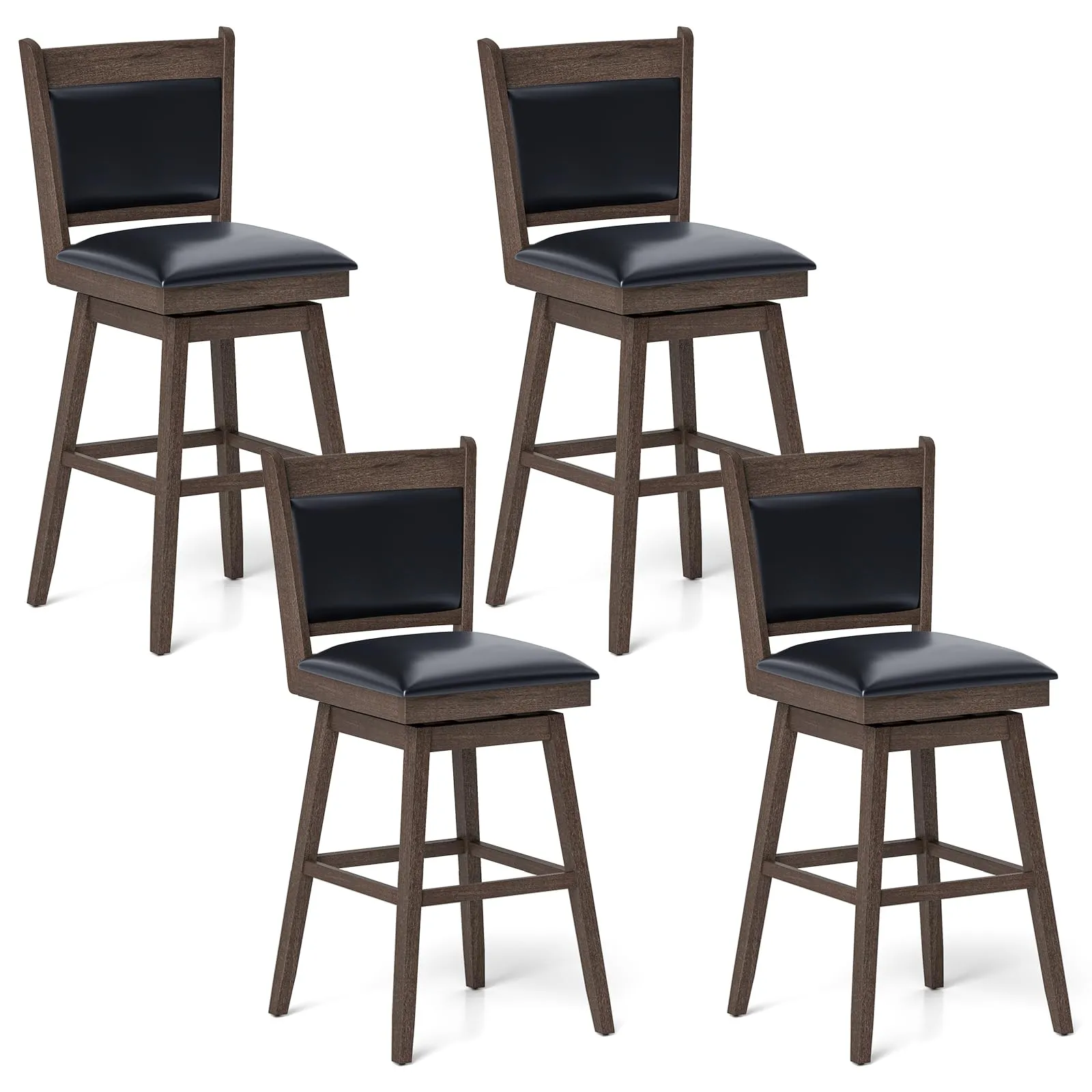 Giantex 29" Bar Stools Set, Upholstered Swivel Bar Chairs with Ergonomic Back kitchen barstool, adjustable bar stool