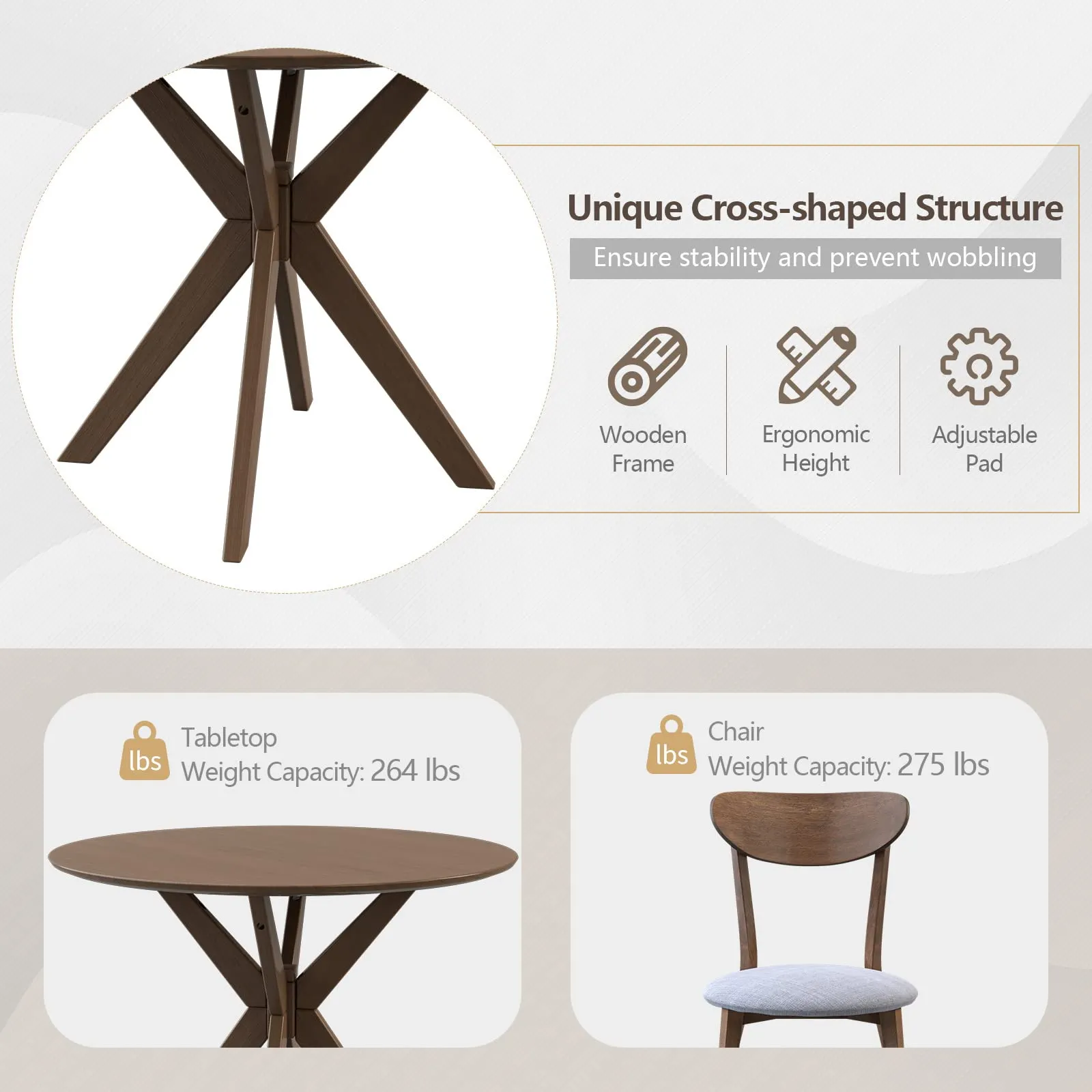 Giantex 3 or 5 Piece Dining Table and Chair Set, Wooden Kitchen Table Set
