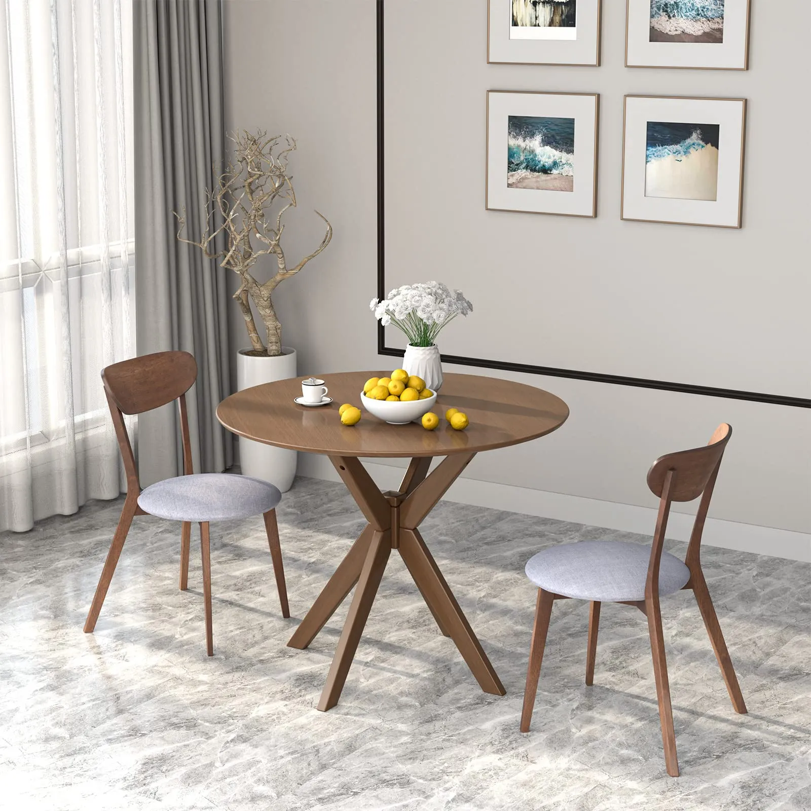 Giantex 3 or 5 Piece Dining Table and Chair Set, Wooden Kitchen Table Set