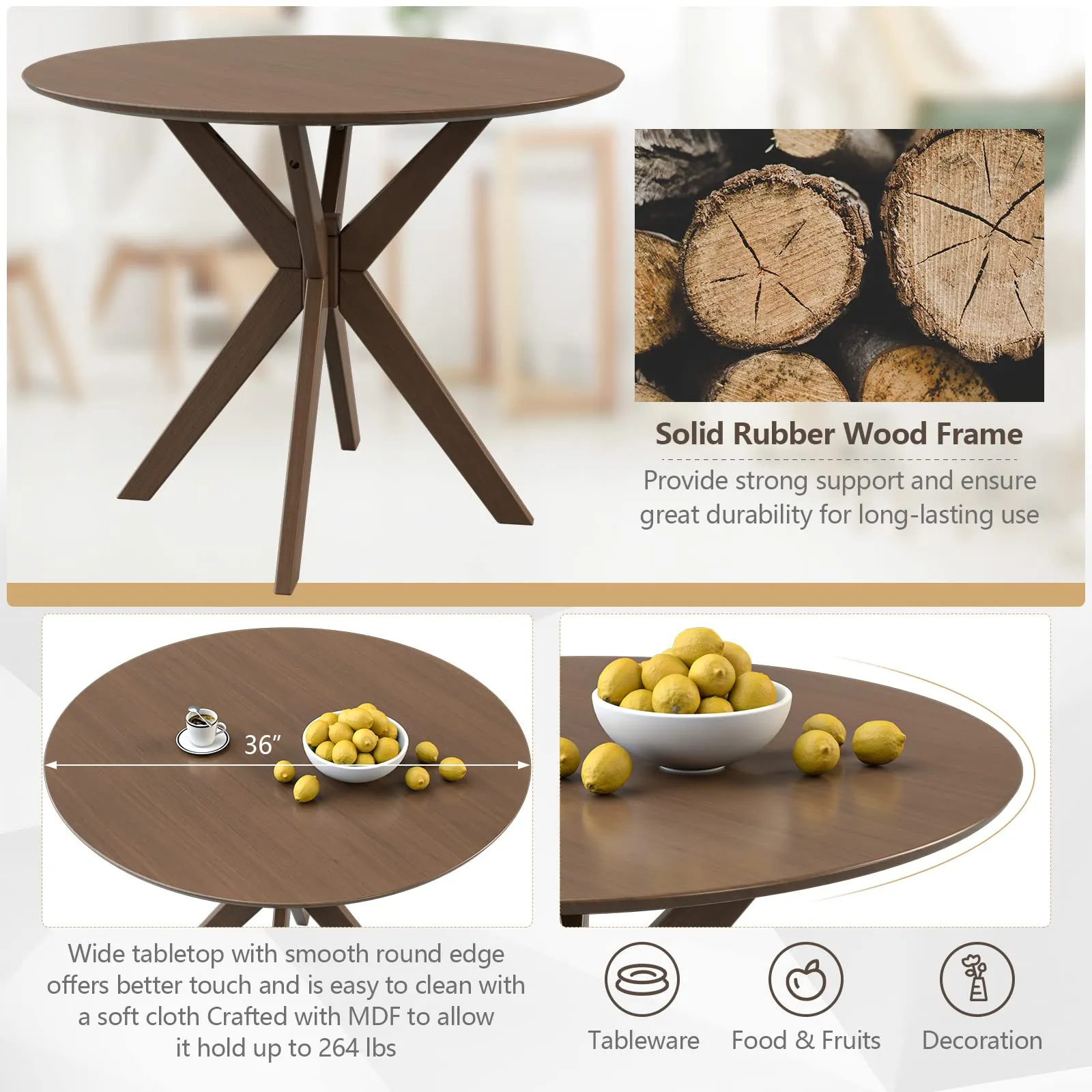 Giantex 3 or 5 Piece Dining Table and Chair Set, Wooden Kitchen Table Set