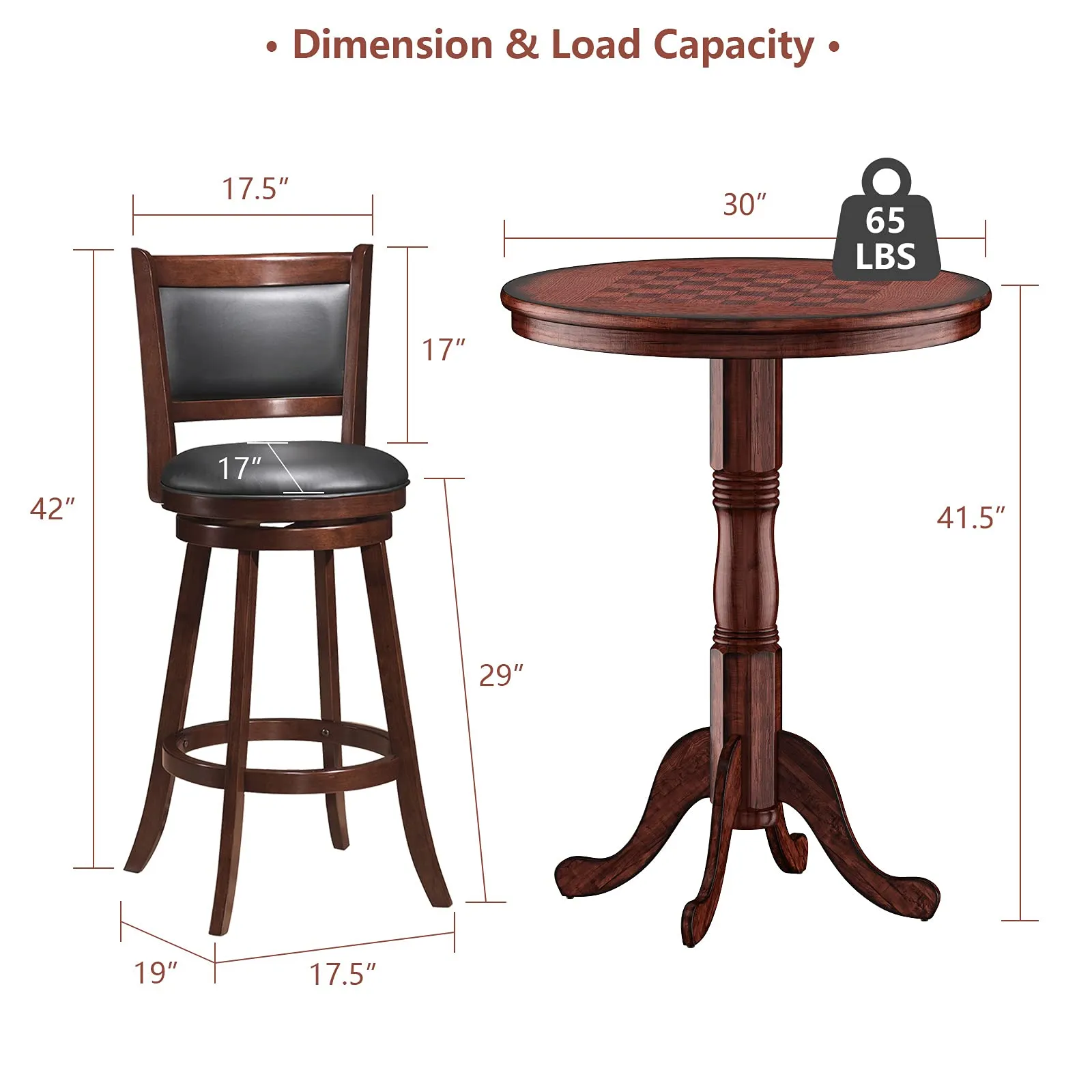 Giantex 3 Pcs Pub Table Set, Wooden Pub Pedestal Side Table w/Stable Base
