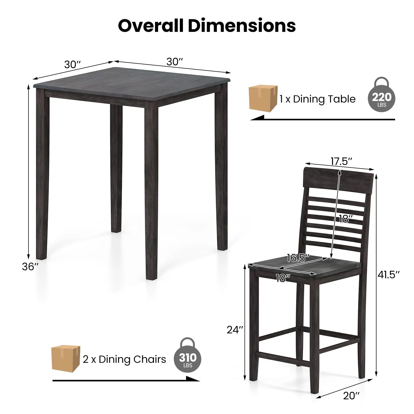 Giantex 3-Piece Dining Table Set for 2 for Small Place