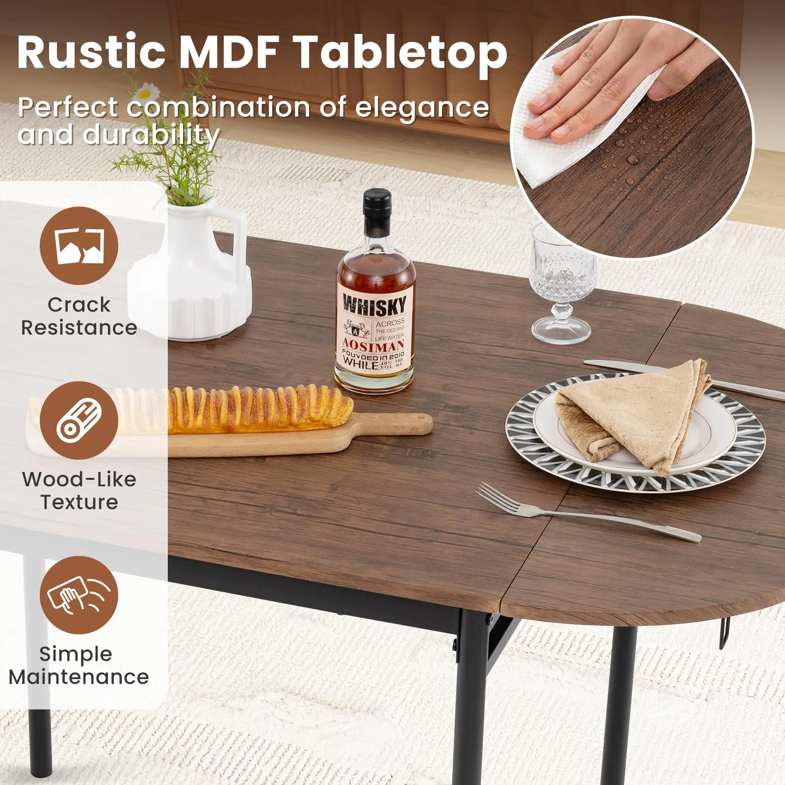 Giantex 3-Piece Dining Table Set for 2 - Kitchen Table Chair Set with 55 Drop Leaf Dinner Table, Dining Chairs