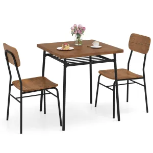 Giantex 3-Piece Dining Table Set, Kitchen Table Chairs Set with Dinner Table, Storage Rack, Metal Frame tablecloth, dining table