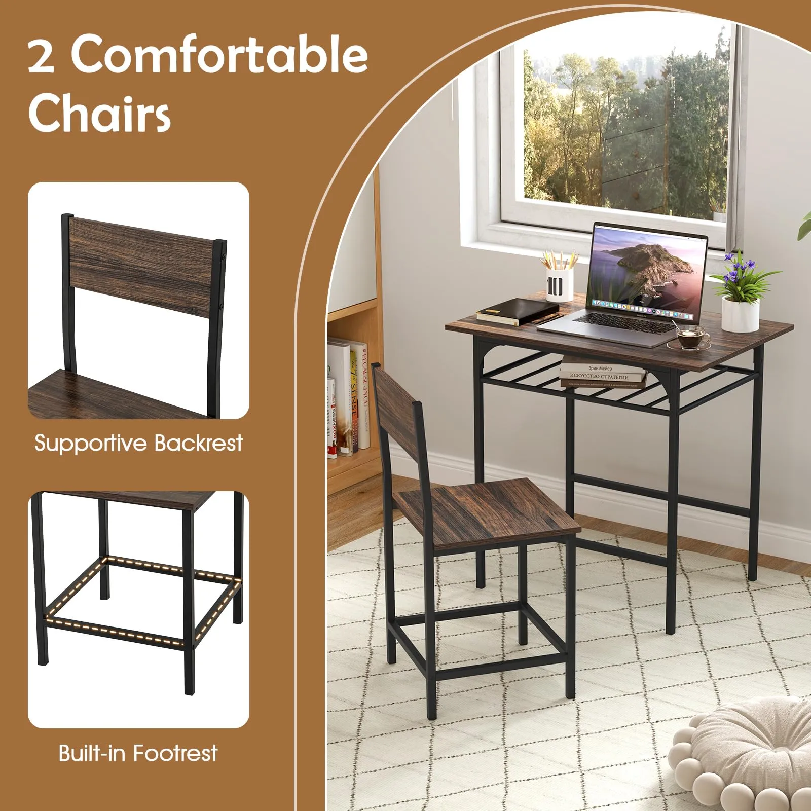 Giantex 3-Piece Dining Table Set with Wine Rack for 2 Small Space