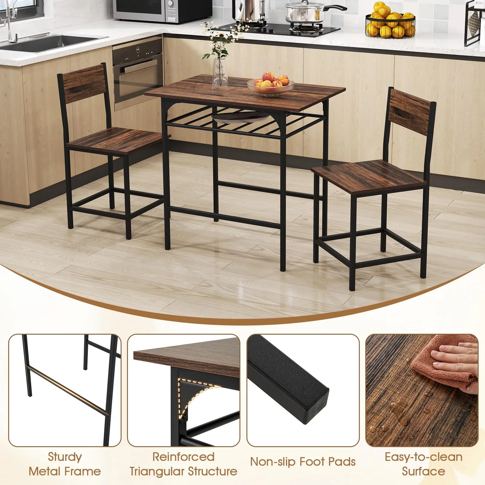 Giantex 3-Piece Dining Table Set with Wine Rack for 2 Small Space