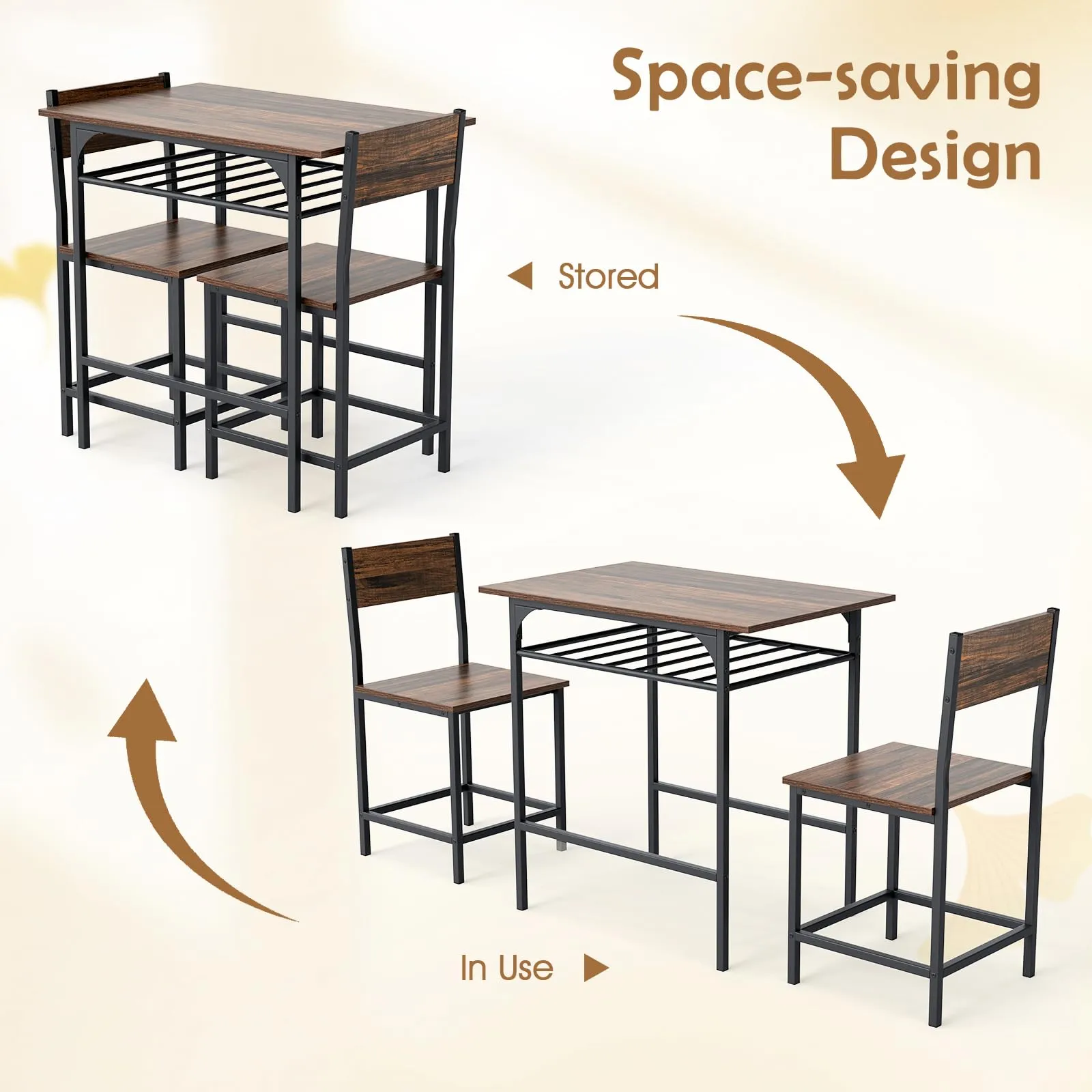 Giantex 3-Piece Dining Table Set with Wine Rack for 2 Small Space