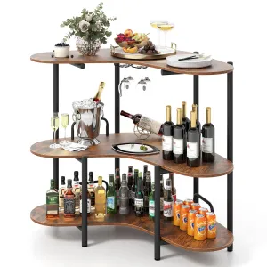Giantex 3-Tier Bar Table, Corner Bar Cabinet, Liquor Home Bar Unit with Stemware Racks & Storage Shelves farmhouse dining table, extendable dining table