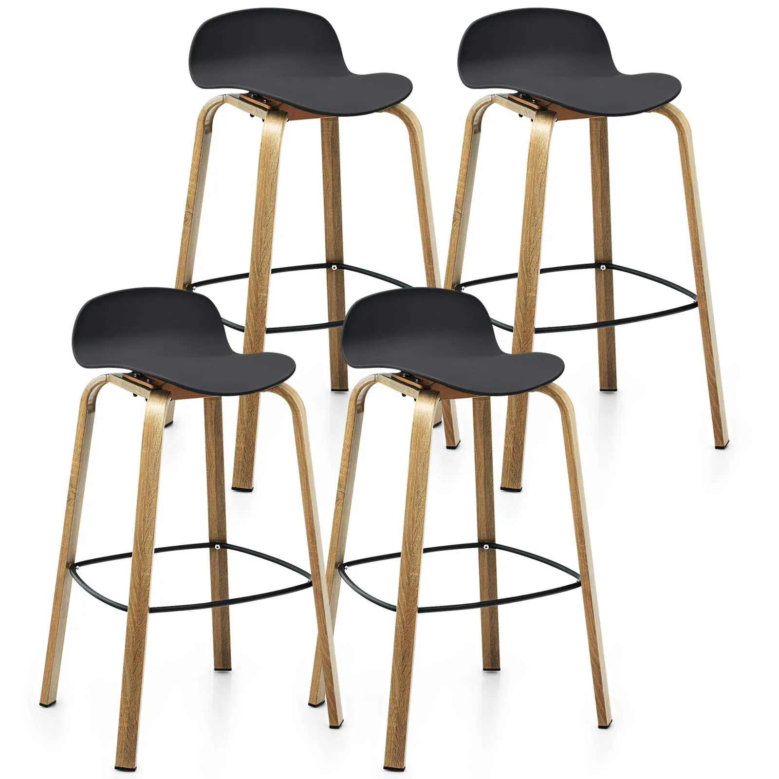 Giantex 30-Inch Modern Minimalist Bar Chairs with Footrest, Low Backrest and Metal Legs, Nordic Style High Stools