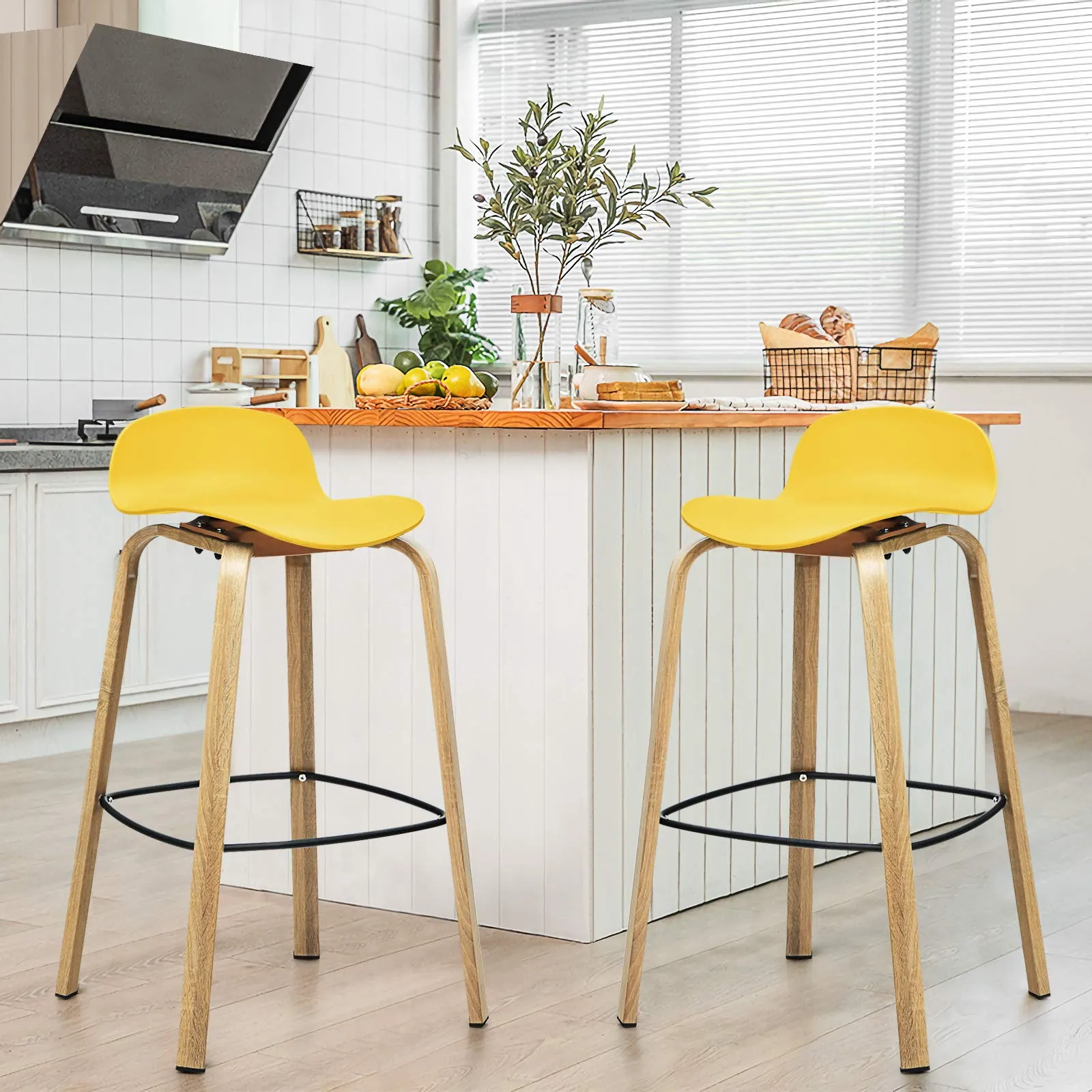 Giantex 30-Inch Modern Minimalist Bar Chairs with Footrest, Low Backrest and Metal Legs, Nordic Style High Stools