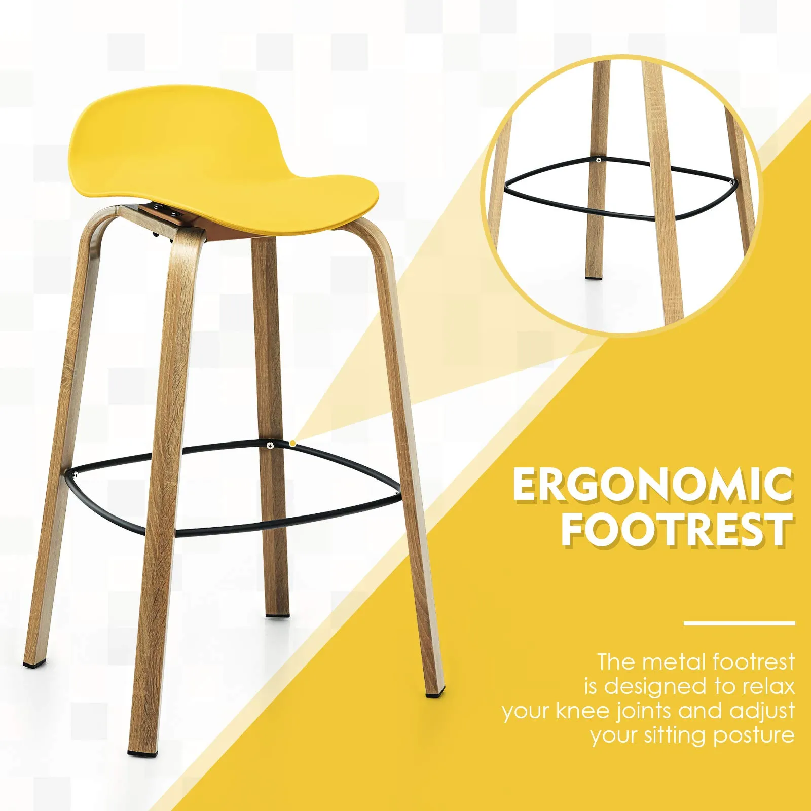 Giantex 30-Inch Modern Minimalist Bar Chairs with Footrest, Low Backrest and Metal Legs, Nordic Style High Stools