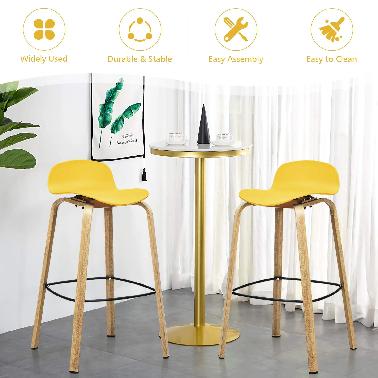 Giantex 30-Inch Modern Minimalist Bar Chairs with Footrest, Low Backrest and Metal Legs, Nordic Style High Stools