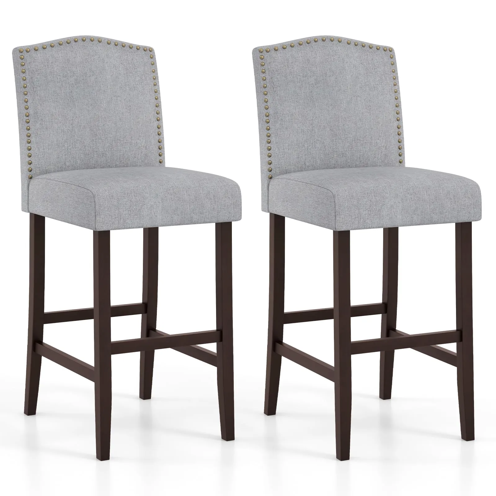 Giantex 30" Bar Stools Set of 2/4, Upholstered Bar Height Bar Chairs with Back & Rubber Wood Legs kitchen barstool, adjustable bar stool